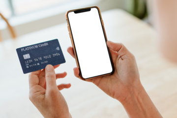Woman using a mobile phone to shop online during coronavirus pandemic transparent png