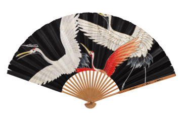 Hand fan png aesthetic pattern, transparent background. 
