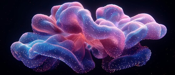   Blue-pink flower close-up against black backdrop, stars within petals' depths..Or, if you prefer a more descriptive version:..