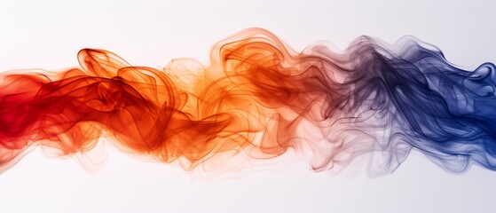   A red, white, and blue smoke waver forms against a pristine white backdrop, complete with ample clearance for additional design elements - obrazy, fototapety, plakaty