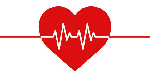 Red medical heartbeat line png heart shape graphic in health charity concept