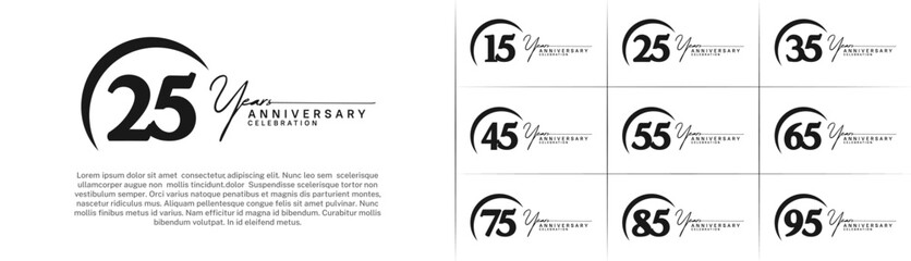 Set of Anniversary Logotype black color can be use for special day celebration