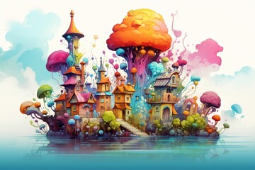 water color, cartoon, animation 3D, vibrant