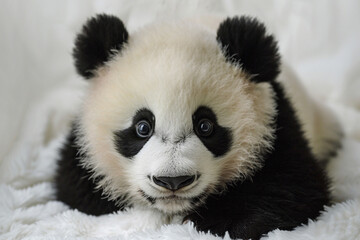 Detailed and captivating, a high-definition photograph capturing the essence of a panda face on a...
