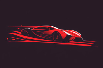 Dynamic red car icon logo showcasing strength and agility