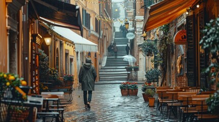 Naklejka premium A lifestyle travel a relaxed, street life. Explore city streets through the eyes of a lifestyle traveler, the diversity of its people. 