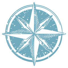 PNG blue compass printmaking on transparent background