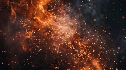 Sparks ignite a chaotic dance with swirling smoke, painting a destructive scene against darkness.