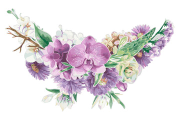 Flower bouquet png border sticker, vintage floral transparent sticker