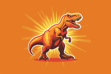 Energetic sunburst orange Tyrannosaurus logo, exuding enthusiasm and vitality.