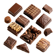 Collection of chocolate isolated on transparent background