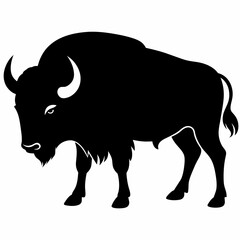 silhouette buffalo kids art -vector illustration