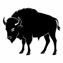 silhouette buffalo kids art -vector illustration