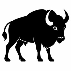 silhouette buffalo kids art -vector illustration