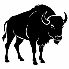 silhouette buffalo kids art -vector illustration