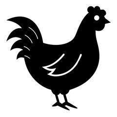 silhouette hen or chicken kids art -vector illustration