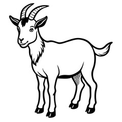 Outline silhouette simple goat kids art white background- vector illustration 