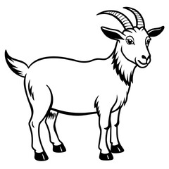 Outline silhouette simple goat kids art white background- vector illustration 