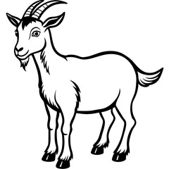 Outline silhouette simple goat kids art white background- vector illustration 