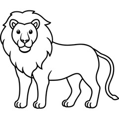Outline silhouette simple lion kids art white background- vector illustration 