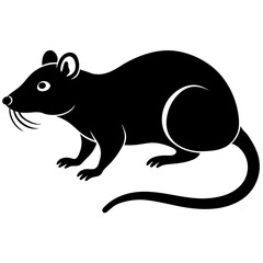silhouette simple rat white background- vector illustration