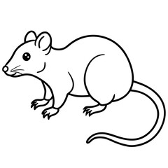 outline simple rat white background- vector illustration