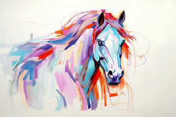 Beautiful watercolor painting of a horse head on a white background. Mammals, Wildlife Animals. Illustration, Generative AI.