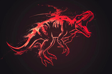 Fiery crimson red Tyrannosaurus logo, symbolizing passion and determination.