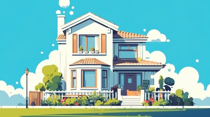 Naklejka premium Cartoon Illustrating Home Loan for Business Financing