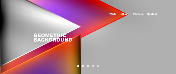 A geometric background featuring rectangles, triangles, and various shades of violet, magenta, and electric blue on a gray backdrop. Perfect for display devices and gadgets