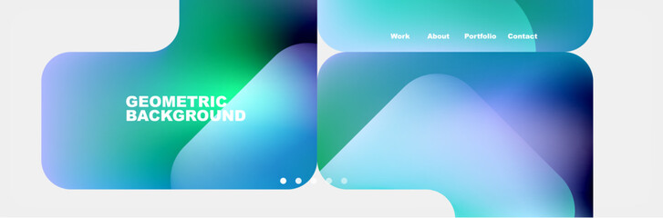 Obraz premium A combination of azure rectangles and liquid fluid shapes in electric blue and aqua tints and shades, creating a modern and dynamic design on a white background