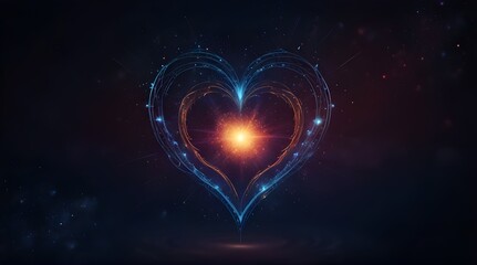 Cosmic heart beating and shining through space and time, universal love, spirituality and esoteric.generative.ai