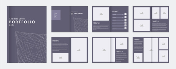 Architecture portfolio presentation, architecture portfolio layout design template for print, a4 size booklet template for architecture and interior design.	