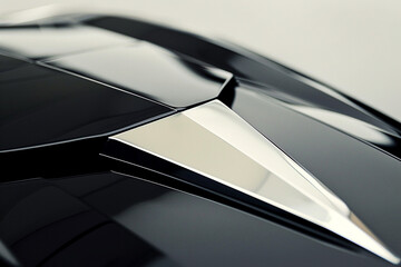Geometric black and white car emblem symbolizing simplicity and balance