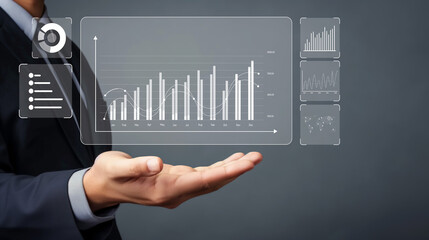 Business person delve into data analytics to uncover trends and insights from predictive big data...