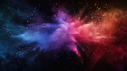 Multicolor Powder Explosion Dust Splash Background,colour  explosion illuminates vibrant multi colored galaxy in abstract design - obrazy, fototapety, plakaty