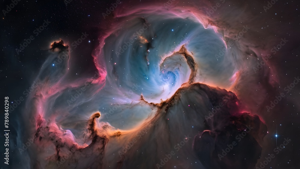 Poster mesmerizing galactic swirls in deep space abstract background