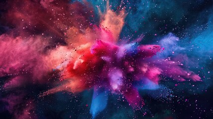 Multicolor Powder Explosion Dust Splash Background,colour  explosion illuminates vibrant multi colored galaxy in abstract design