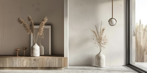 Serene interiors composition with minimalist furniture and elegance.