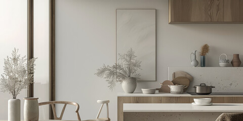 Serene interiors composition with minimalist furniture and elegance.