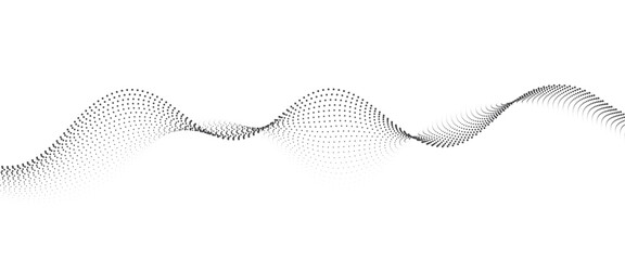 Flowing Dot Wave Pattern Halftone Curve Shape on Transparent Background