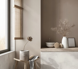 Serene interiors composition with minimalist furniture and elegance.