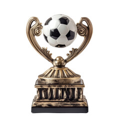 Fototapeta premium Football tournament winning trophy isolated on transparent background.