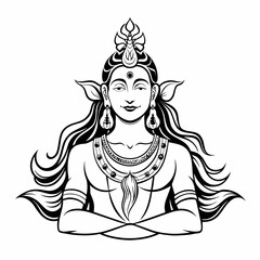 yoga lotus pose Lord Shiva    Vector Illustration 