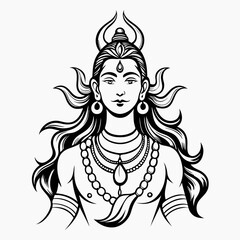 yoga lotus pose Lord Shiva    Vector Illustration 