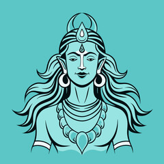 yoga lotus pose Lord Shiva    Vector Illustration 