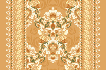 Ikat pattern on orange background vector illustration