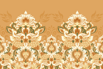 Damask Ikat floral pattern vector illustration.