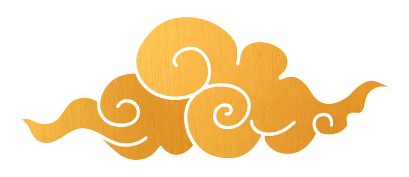 Gold Cloud Png Sticker, Japanese Oriental Clipart