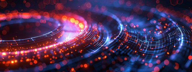 Abstract graphics composed of rotating particles have a technological background